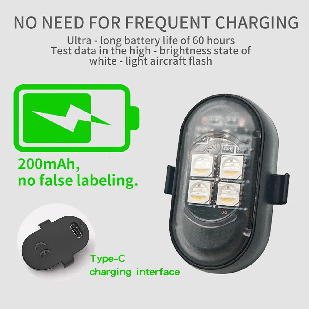 USB-C rechargeable battery with up to 60 hour runtime