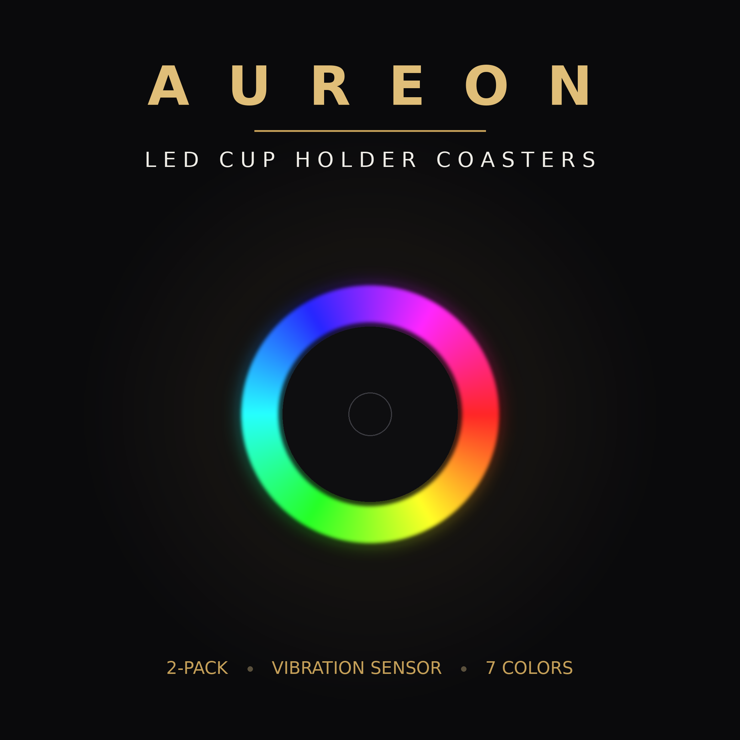 Aureon 2-Pack LED Cup Holder Coasters with Vibration Sensor