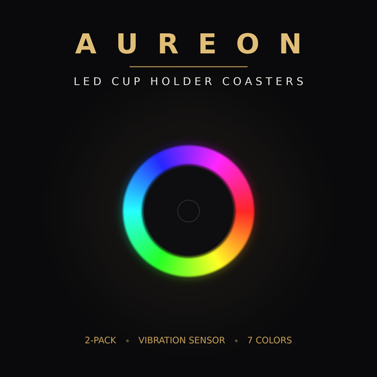 Aureon 2-Pack LED Cup Holder Coasters with Vibration Sensor
